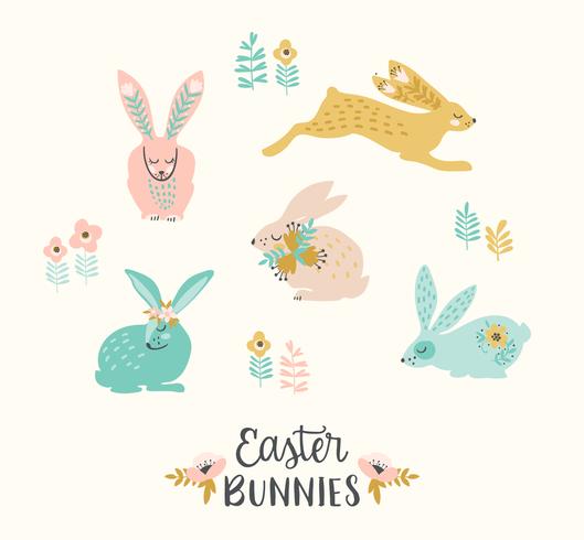 529x490 Happy Easter Vector Set Of Easter Bunnie For Card, Poster, Flyer
