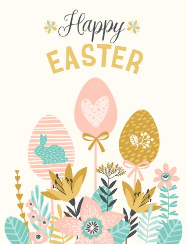 376x490 Happy Easter Vector Template For Card, Poster, Flyer And Other