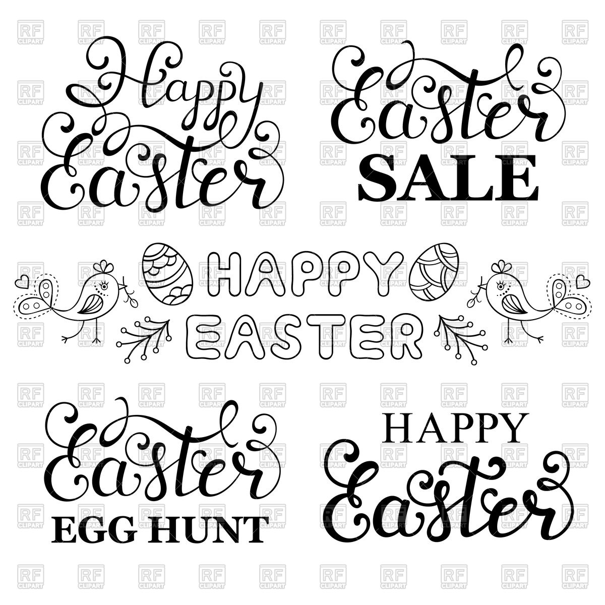 1200x1200 Set Of Handwriting Inscription Happy Easter Vector Image
