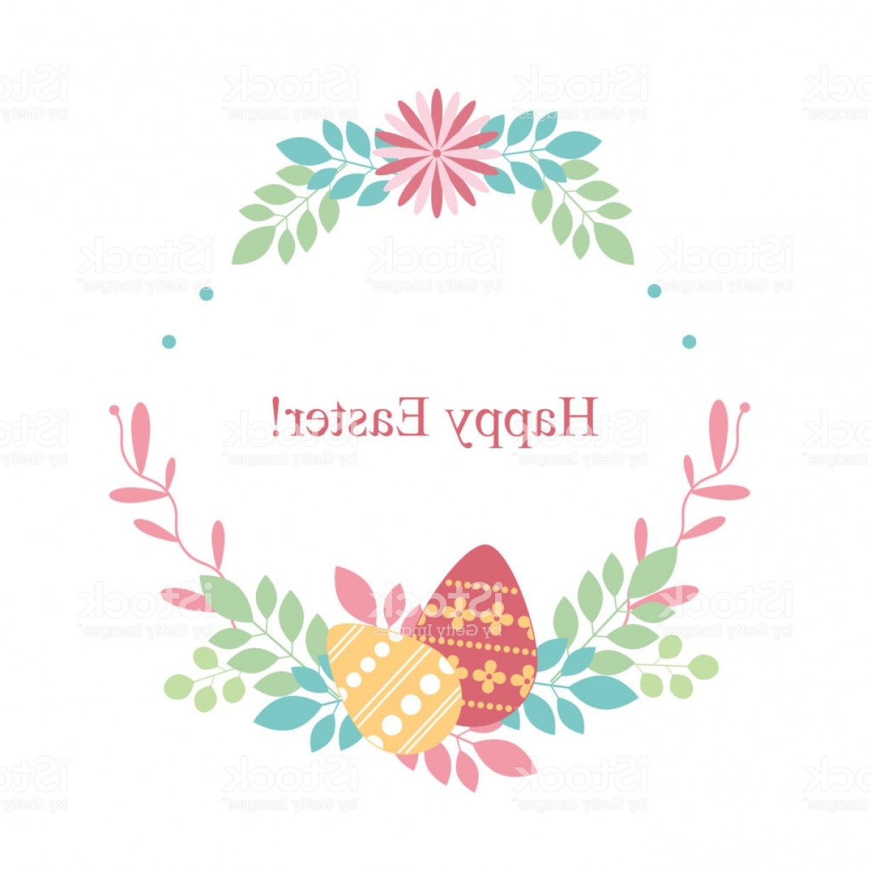 1228x1228 Easter Card On White Background Flowers Plants Eggs Happy Easter