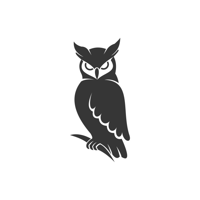 640x640 Owl Logo Vector Black, Abstract, Animal, Background Png And Vector