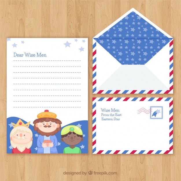 626x626 Christmas Letter And Envelope Template With Children Vector Free