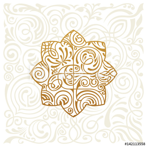 500x500 Vector Logo Design Floral Round Gold Islam Star Vintage Element