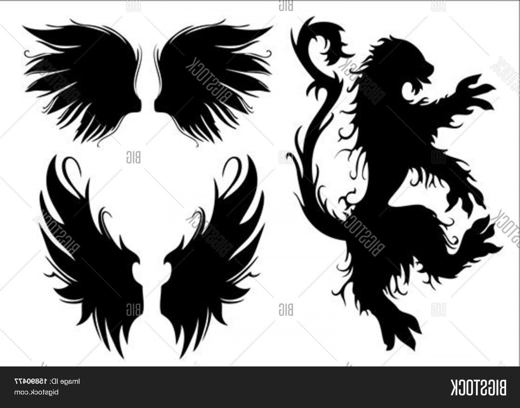 Stock Vector Vector Set Of Gothic Lion And Wings Easy To Edit 1800x1413 Stock Vector Vector Set Of Gothic Lion And Wings Easy To Edit