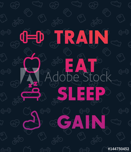 431x500 Train, Eat, Sleep, Vector Poster For Gym With Fitness Icons