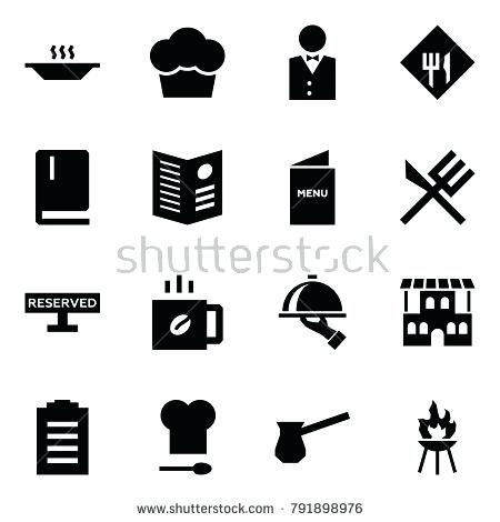450x470 Origami Style Icon Set Eat Vector Cupcake Waiter Cafe Sign Menu
