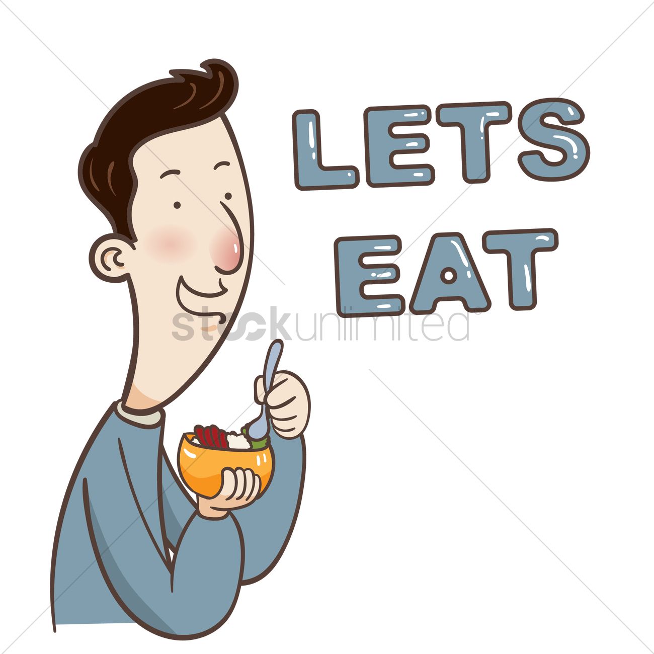 1300x1300 Cartoon Guy Says Lets Eat Vector Image