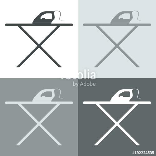 500x500 Iron And Ironing Board Set Vector Icon On White Grey Black Kids