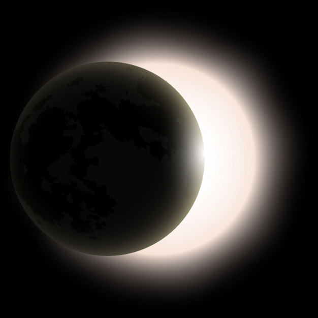 626x626 Total Solar Eclipse, Eclipse Of The Sun Vector Illustration