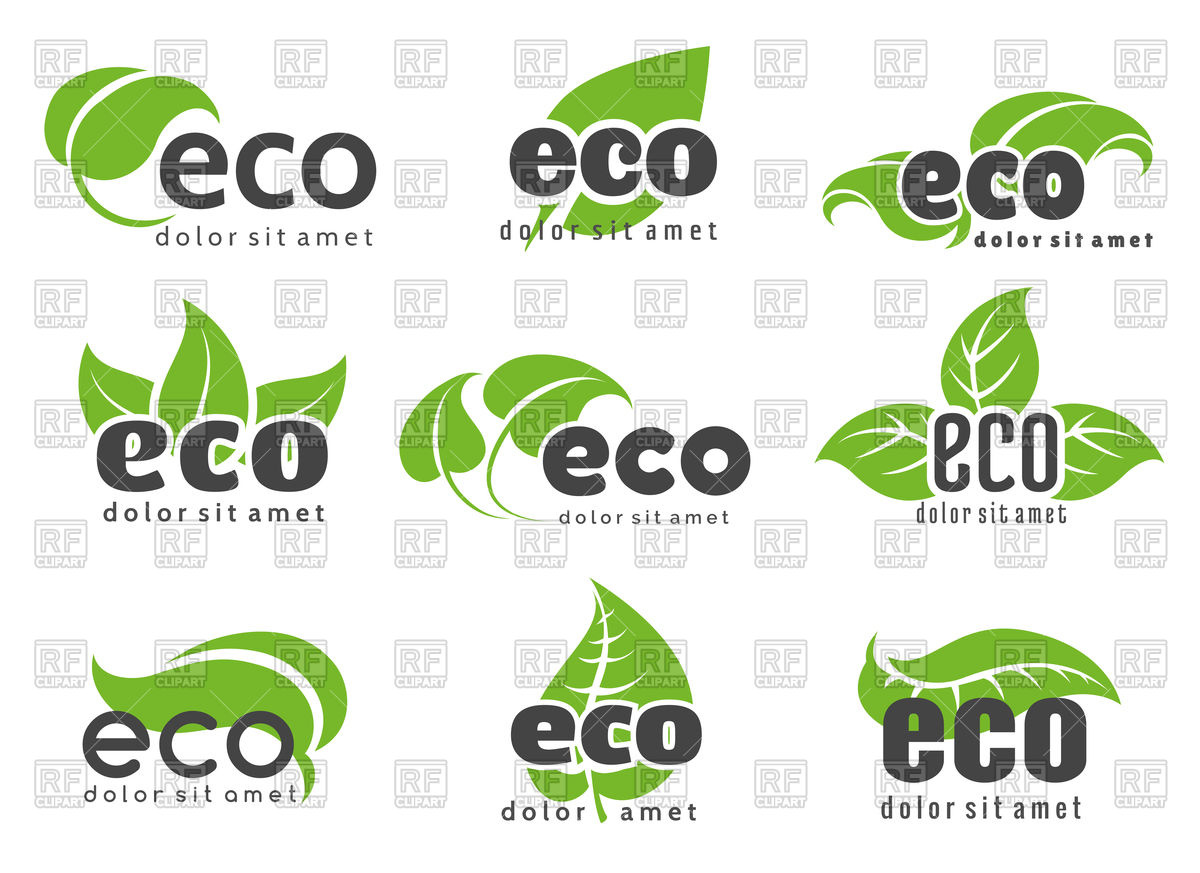 1200x873 Eco And Nature Logo Labels With Green Leaves Vector Image Of Signs
