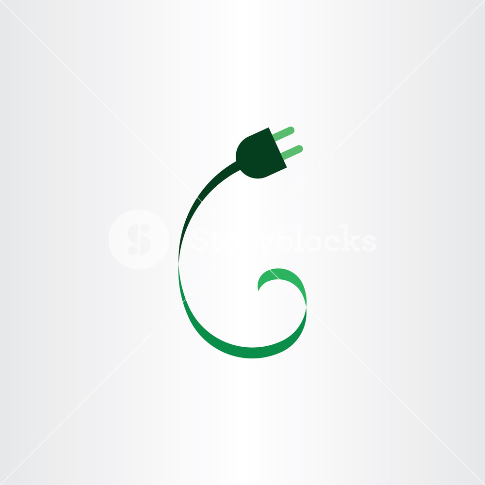 1000x1000 Power Plug Eco Green Icon Logo Vector Royalty Free Stock Image