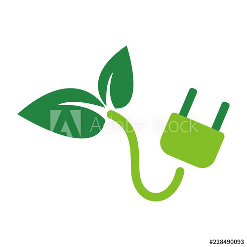 500x500 Electric Plug Ecology, Eco, Vector Illustration