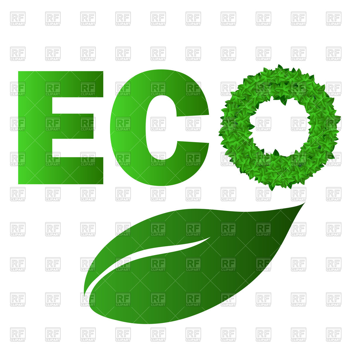 1200x1200 Green Leaves Letters Eco Vector Image Of Fonts Type