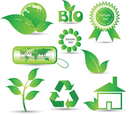 550x479 Green Eco Vector Labels
