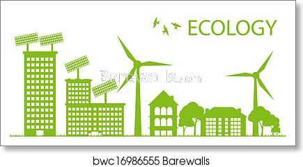 435x241 Green Eco City Ecology Vector Background Concept, Art Print
