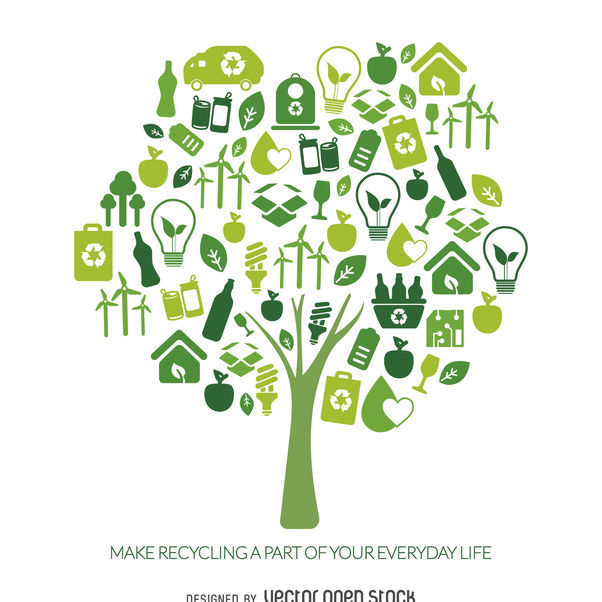 602x602 Recycle Tree With Ecology Icons Free Vector Download Cannypic
