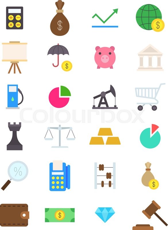 585x800 Set Of Economy Vector Icons Stock Vector Colourbox