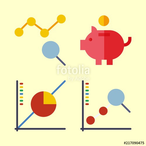 500x500 Economy Vector Icons Set Line Graph, Savings And Line Chart