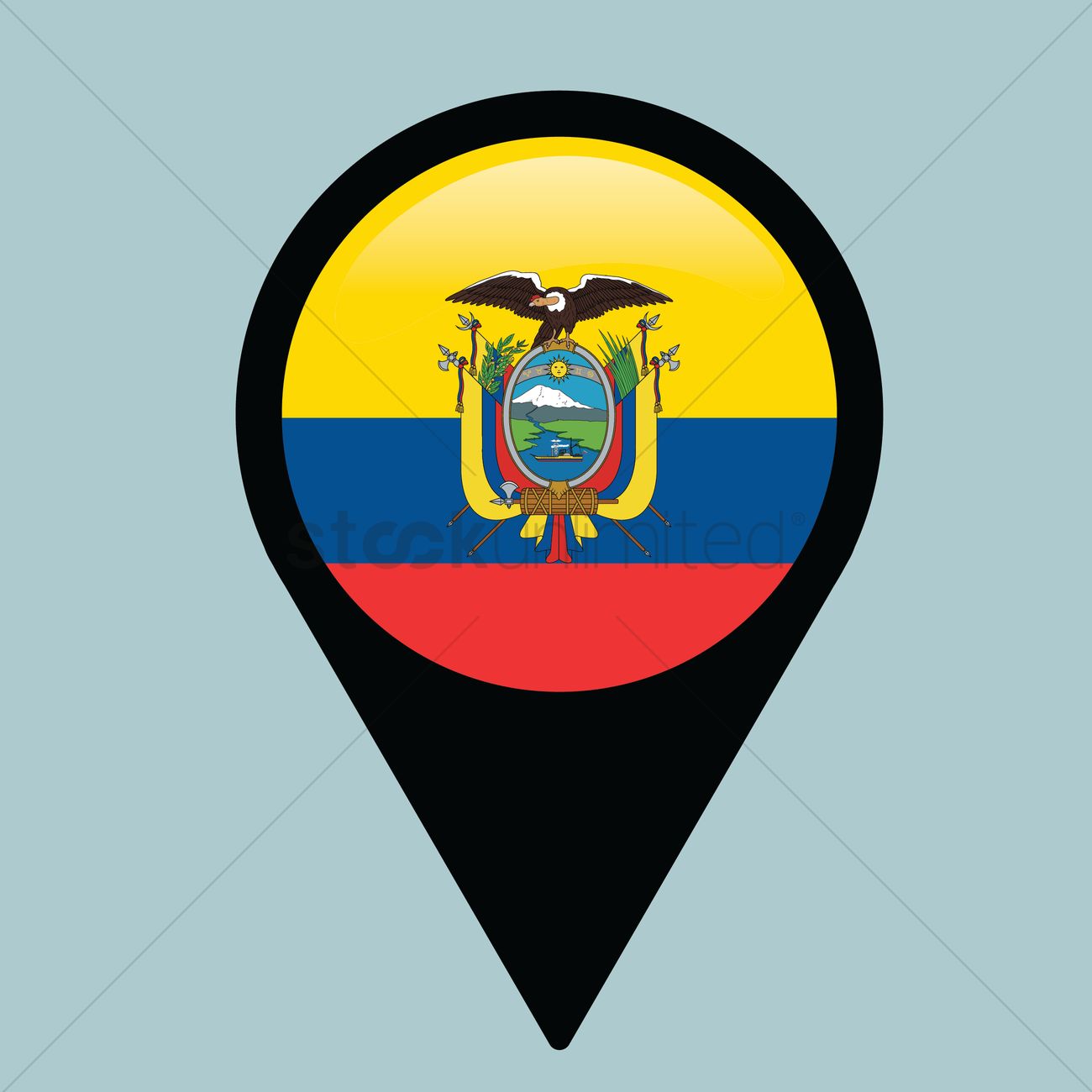 1300x1300 Map Pointers With Ecuador Flag Vector Image