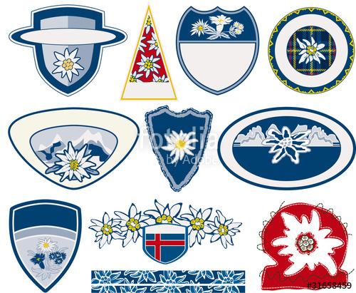 500x411 Set Of Different Label With Edelweiss Stock Image And Royalty