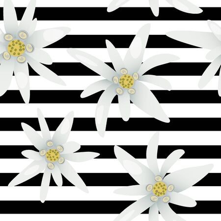 450x450 Striped Seamless Pattern With Edelweiss Flowers Snow Beauty