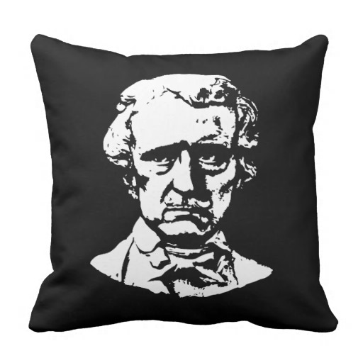 Edgar Allan Poe Black And White Portrait Throw Pillow 512x512 Edgar Allan Poe Black And White Portrait Throw Pillow