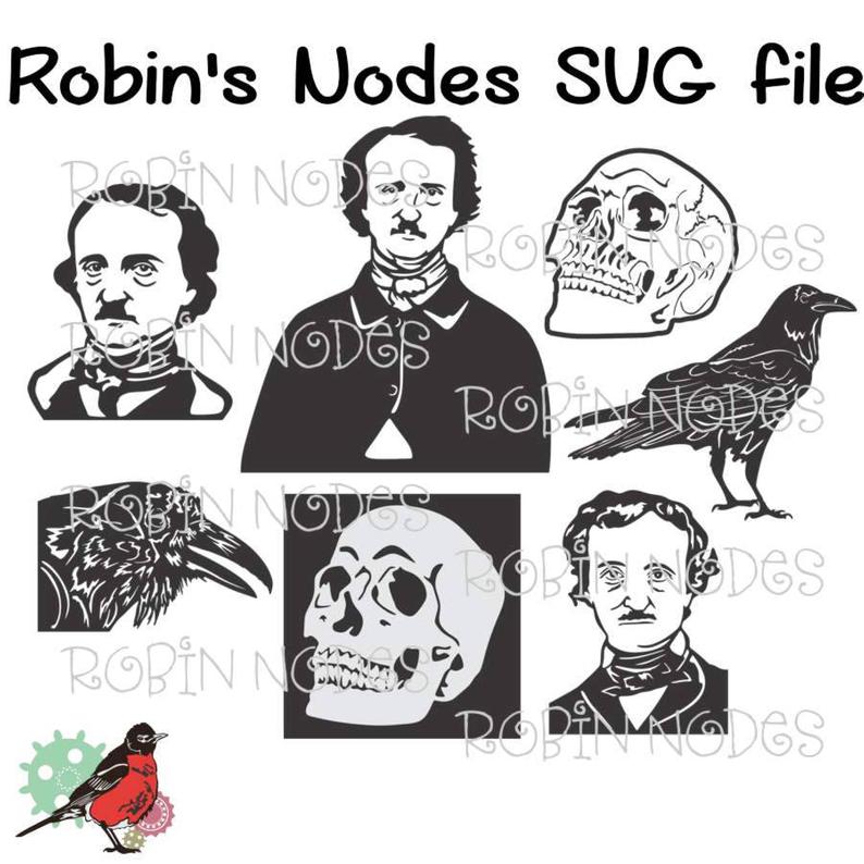 Edgar Allen Poe Set Of Raven Skull Vector For Etsy 794x794 Edgar Allen Poe Set Of Raven Skull Vector For Etsy