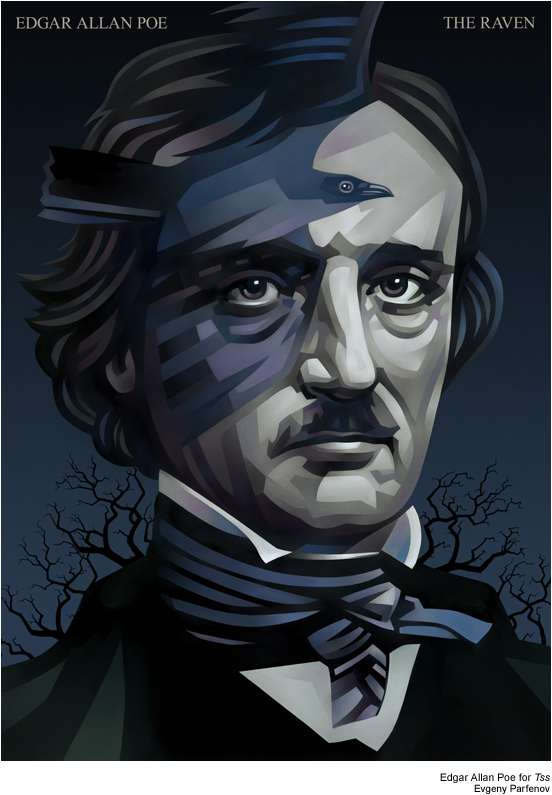 Clever Edgar Allan Poe Illustration 552x795 Clever Edgar Allan Poe Illustration