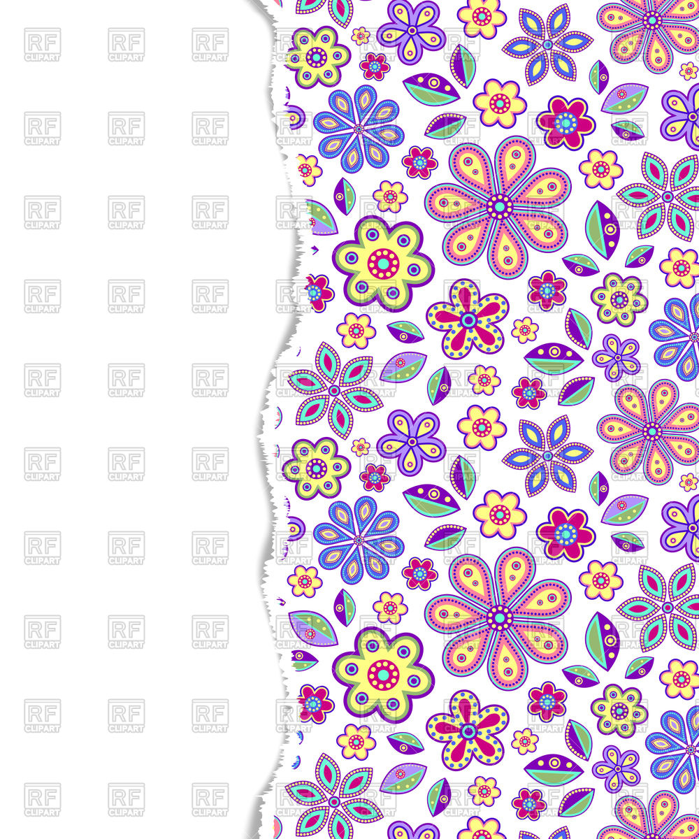 1000x1200 Floral Pattern With Ripped Paper Edge Vector Image Of Backgrounds