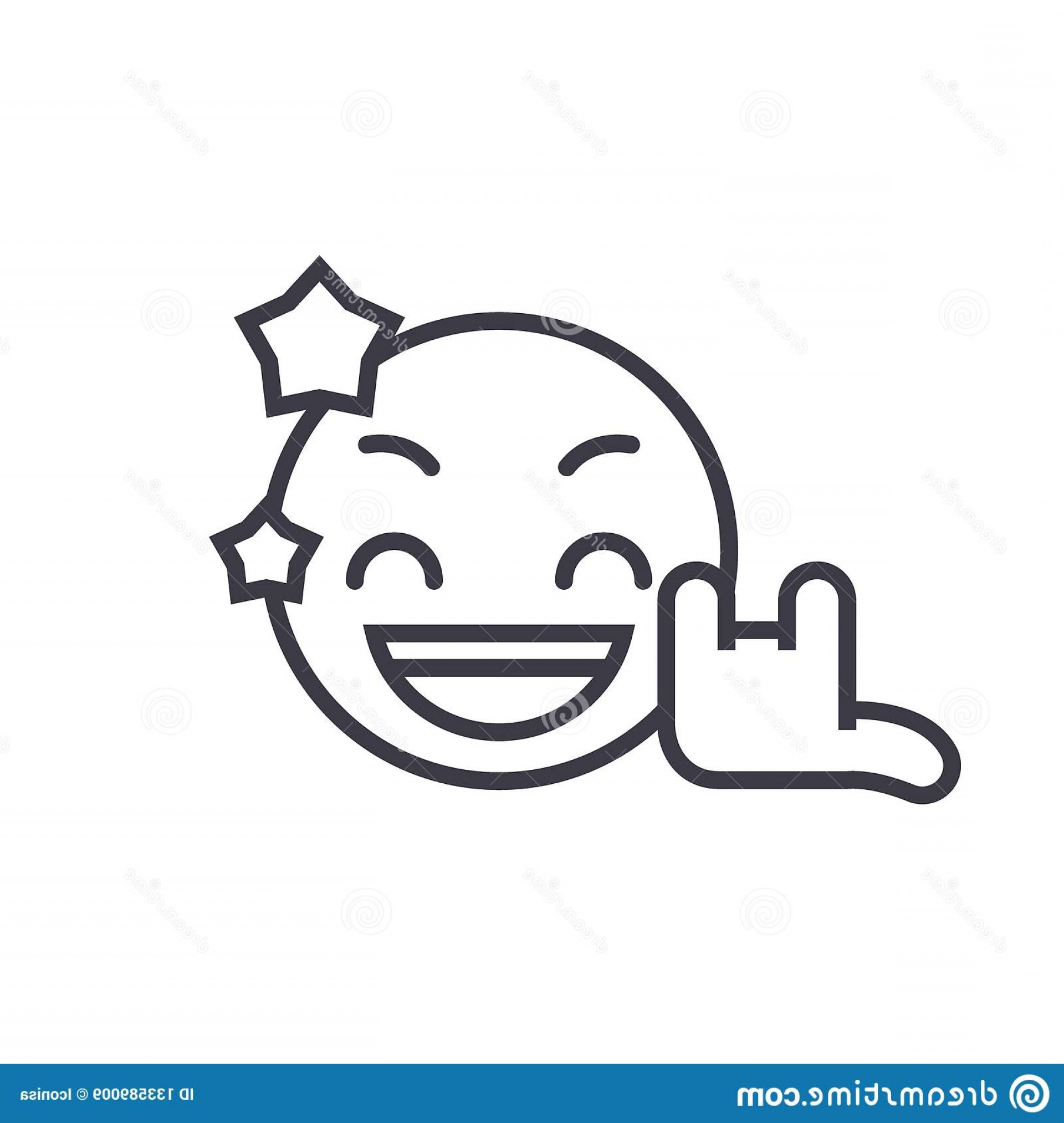 1920x2026 Rock Star Emoji Concept Line Editable Vector Icon Linear Emotion