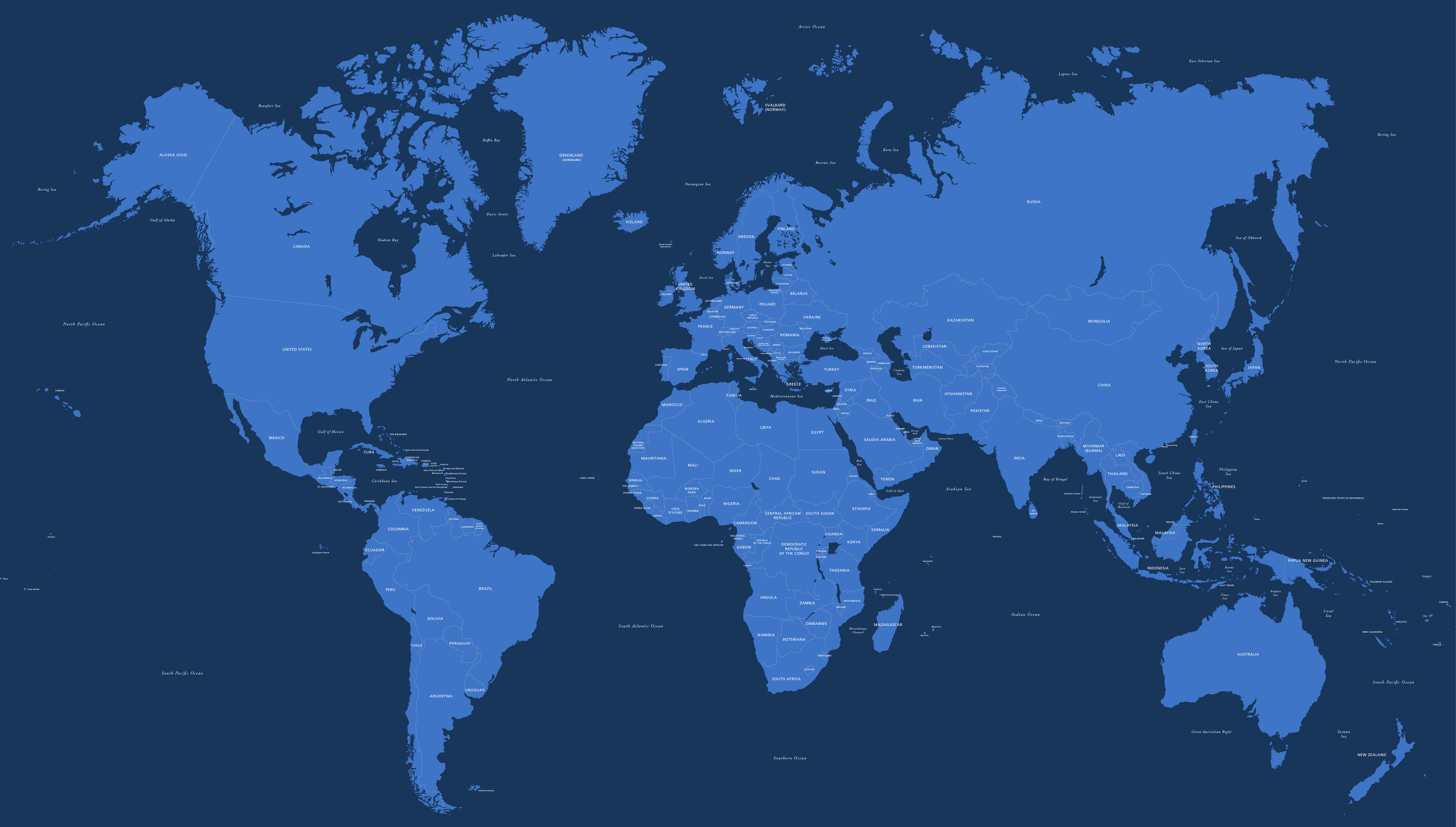 Карта мира в черном цвете