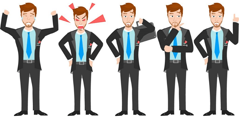 800x400 Full Body Characters Avatars Bundle, Editable Vector