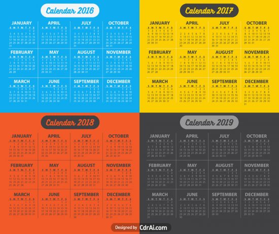 550x461 Calendar Vector Fully Editable