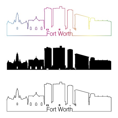 450x450 Fort Worth Skyline Linear Style With Rainbow In Editable Vector