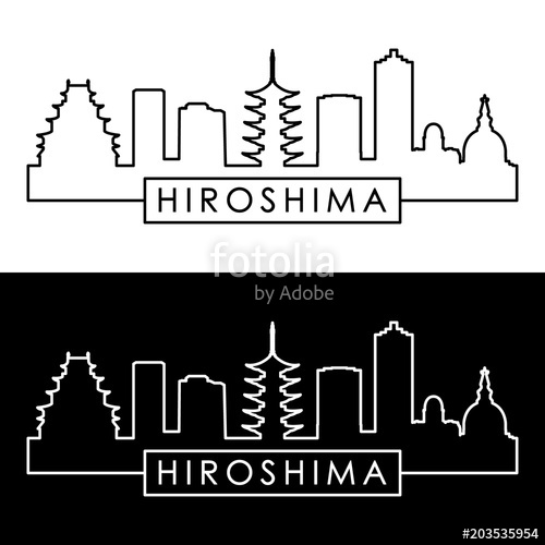 500x500 Hiroshima Skyline Linear Style Editable Vector File Stock