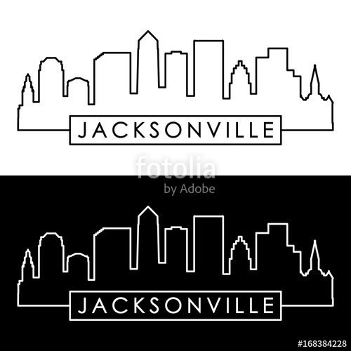 500x500 Jacksonville Skyline Linear Style Editable Vector File Stock