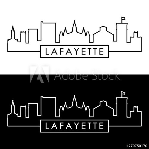 500x500 Lafayette City Skyline Linear Style Editable Vector File