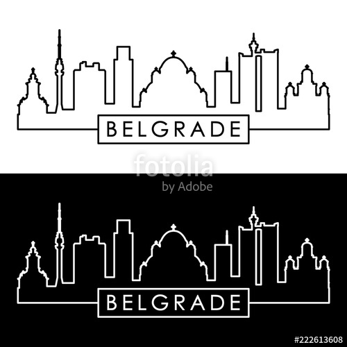 500x500 Belgrade Skyline Linear Style Editable Vector File Stock Image