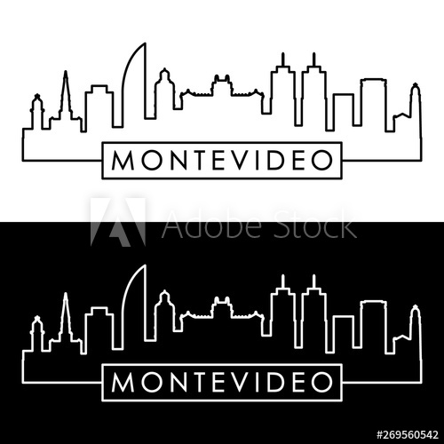 500x500 Montevideo City Skyline Linear Style Editable Vector File