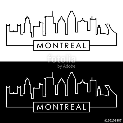 500x500 Montreal Skyline Linear Style Editable Vector File Stock Image