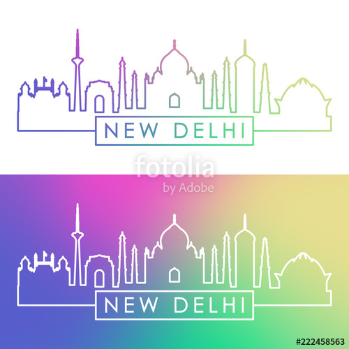 500x500 New Delhi Skyline Colorful Linear Style Editable Vector