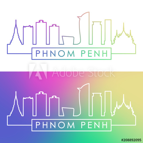 500x500 Phnom Penh Skyline Colorful Linear Style Editable Vector