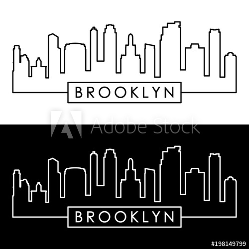 500x500 Brooklyn, New York City Skyline Linear Style Editable Vector