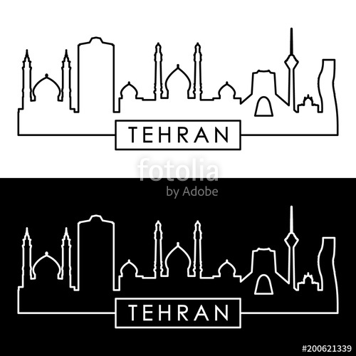 500x500 Tehran Skyline Linear Style Editable Vector File Stock Image