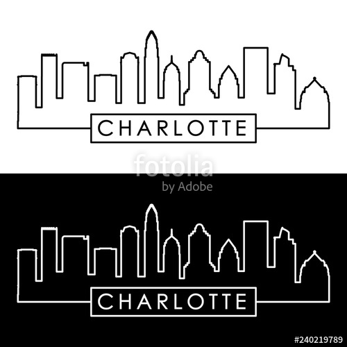 500x500 Charlotte Skyline Linear Style Editable Vector File Stock