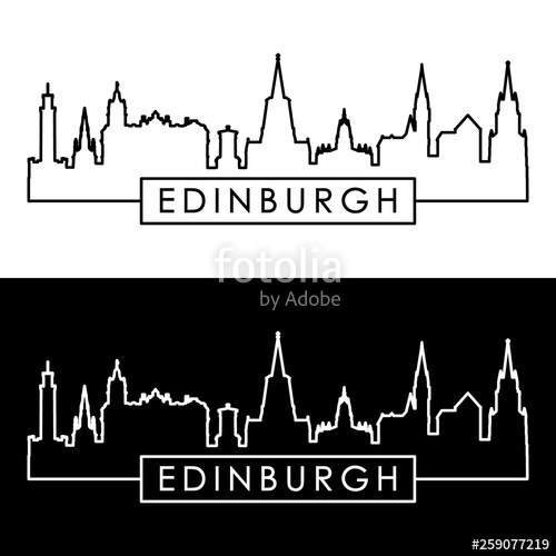 500x500 Edinburgh Skyline Linear Style Editable Vector File Stock