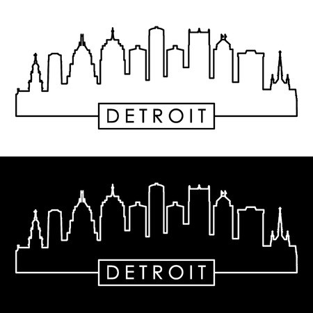 450x450 Detroit Skyline Linear Style Editable Vector File Royalty Free