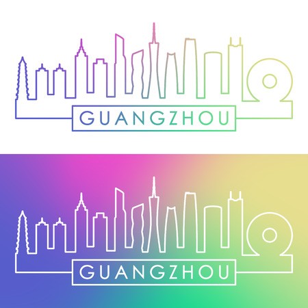 450x450 Guangzhou Skyline Colorful Linear Style Editable Vector