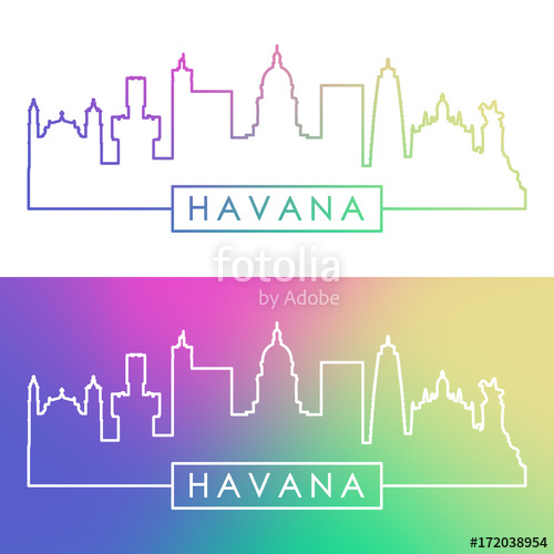 500x500 Havana Skyline Colorful Linear Style Editable Vector