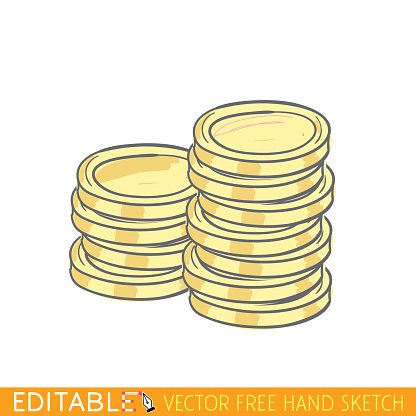 416x416 Stack Of Gold Editable Vector Graphic In Linear Style Premium